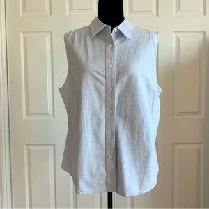 LL Bean Light Blue Chambray Denim Sleeveless Button Down Top